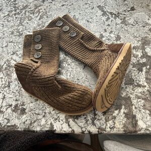 UGG Chocolate Knit Boots with Button Accents